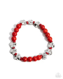 Festival Fling - Red Bracelet - Paparazzi Accessories Bracelet Bedazzle Me Pretty Mobile Fashion Boutique