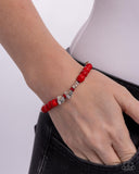 Festival Fling - Red Bracelet - Paparazzi Accessories Bracelet Bedazzle Me Pretty Mobile Fashion Boutique