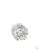 Festive Flourish - White Brooch - Paparazzi Accessories Brooch Bedazzle Me Pretty Mobile Fashion Boutique