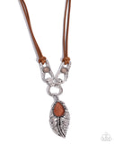 Fierce Feather - Brown Necklace - Paparazzi Accessories Necklace Bedazzle Me Pretty Mobile Fashion Boutique