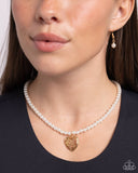Filigree Infatuation - Gold Necklace - Paparazzi Accessories Necklace Bedazzle Me Pretty Mobile Fashion Boutique
