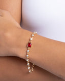 Fitted Fidelity - Red Bracelet - Paparazzi Accessories Bracelet Bedazzle Me Pretty Mobile Fashion Boutique