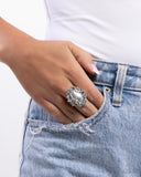 Flashy Frenzy - White Ring - Paparazzi Accessories Ring Bedazzle Me Pretty Mobile Fashion Boutique