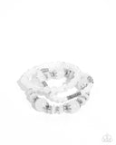 Flashy Frugality - White Bracelet - Paparazzi Accessories Bracelet Bedazzle Me Pretty Mobile Fashion Boutique