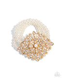 Flattering Floral - Gold Bracelet - Paparazzi Accessories Bracelet Bedazzle Me Pretty Mobile Fashion Boutique
