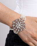 Flattering Florals - White Bracelet - Paparazzi Accessories Bracelet Bedazzle Me Pretty Mobile Fashion Boutique