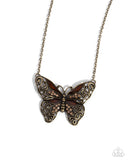 Flawless Flight - Brass Necklace - Paparazzi Accessories Necklace Bedazzle Me Pretty Mobile Fashion Boutique