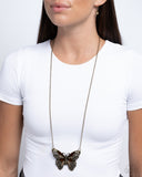 Flawless Flight - Brass Necklace - Paparazzi Accessories Necklace Bedazzle Me Pretty Mobile Fashion Boutique