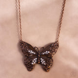 Flawless Flight - Copper Necklace - Paparazzi Accessories Necklace Bedazzle Me Pretty Mobile Fashion Boutique