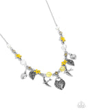 Flight of the Sparrow - Yellow Necklace - Paparazzi Accessories Necklace Bedazzle Me Pretty Mobile Fashion Boutique