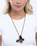 Flight Test - Brass Necklace - Paparazzi Accessories Necklace Bedazzle Me Pretty Mobile Fashion Boutique