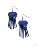 Flirty Fringe - Blue Earrings - Paparazzi Accessories Earrings Bedazzle Me Pretty Mobile Fashion Boutique