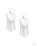 Flirty Fringe - White Earrings - Paparazzi Accessories Earrings Bedazzle Me Pretty Mobile Fashion Boutique