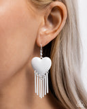 Flirty Fringe - White Earrings - Paparazzi Accessories Earrings Bedazzle Me Pretty Mobile Fashion Boutique