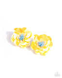 Floating Florals - Yellow Post Earrings - Paparazzi Accessories Post Earrings Bedazzle Me Pretty Mobile Fashion Boutique