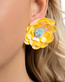 Floating Florals - Yellow Post Earrings - Paparazzi Accessories Post Earrings Bedazzle Me Pretty Mobile Fashion Boutique