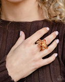 Floral Fable - Brown Ring - Paparazzi Accessories Ring Bedazzle Me Pretty Mobile Fashion Boutique