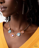 Floral Facade - Orange Necklace - Paparazzi Accessories Necklace Bedazzle Me Pretty Mobile Fashion Boutique