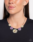 Floral Facade - Yellow Necklace - Paparazzi Accessories Necklace Bedazzle Me Pretty Mobile Fashion Boutique