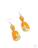 Floral Familia - Orange Earrings - Paparazzi Accessories Earrings Bedazzle Me Pretty Mobile Fashion Boutique