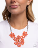 Floral Fandom - Orange Necklace - Paparazzi Accessories Necklace Bedazzle Me Pretty Mobile Fashion Boutique