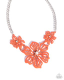 Floral Fandom - Orange Necklace - Paparazzi Accessories Necklace Bedazzle Me Pretty Mobile Fashion Boutique