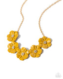 Floral Favor - Yellow Necklace - Paparazzi Accessories Necklace Bedazzle Me Pretty Mobile Fashion Boutique