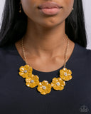 Floral Favor - Yellow Necklace - Paparazzi Accessories Necklace Bedazzle Me Pretty Mobile Fashion Boutique