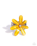 Floral Feasibility - Yellow Ring - Paparazzi Accessories Ring Bedazzle Me Pretty Mobile Fashion Boutique