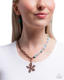 Floral Feint - Copper Necklace - Paparazzi Accessories Necklace Bedazzle Me Pretty Mobile Fashion Boutique