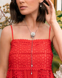 Floral Fidelity - White Necklace - Paparazzi Accessories Necklace Bedazzle Me Pretty Mobile Fashion Boutique