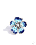 Floral Fit - Blue Ring - Paparazzi Accessories Ring Bedazzle Me Pretty Mobile Fashion Boutique