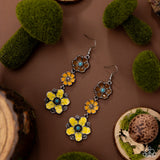 Floral Flock - Yellow Earrings - Paparazzi Accessories Earrings Bedazzle Me Pretty Mobile Fashion Boutique