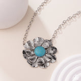 Floral Form - Blue Necklace - Paparazzi Accessories Necklace Bedazzle Me Pretty Mobile Fashion Boutique