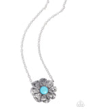 Floral Form - Blue Necklace - Paparazzi Accessories Necklace Bedazzle Me Pretty Mobile Fashion Boutique