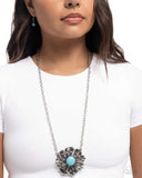 Floral Form - Blue Necklace - Paparazzi Accessories Necklace Bedazzle Me Pretty Mobile Fashion Boutique