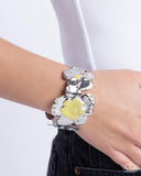Floral Foundation - Yellow Bracelet - Paparazzi Accessories Bracelet Bedazzle Me Pretty Mobile Fashion Boutique