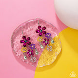 Floral Fountain - Pink Earrings - Paparazzi Accessories Earrings Bedazzle Me Pretty Mobile Fashion Boutique
