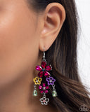 Floral Fountain - Pink Earrings - Paparazzi Accessories Earrings Bedazzle Me Pretty Mobile Fashion Boutique