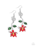 Floral Fractal - Red Earrings - Paparazzi Accessories Earrings Bedazzle Me Pretty Mobile Fashion Boutique