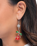 Floral Fractal - Red Earrings - Paparazzi Accessories Earrings Bedazzle Me Pretty Mobile Fashion Boutique