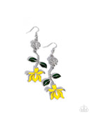 Floral Fractal - Yellow Earrings - Paparazzi Accessories Earrings Bedazzle Me Pretty Mobile Fashion Boutique