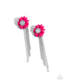 Floral Fuel - Pink Post Earrings - Paparazzi Accessories Post Earrings Bedazzle Me Pretty Mobile Fashion Boutique