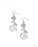 Flourishing Activity - White Earrings - Paparazzi Accessories Earrings Bedazzle Me Pretty Mobile Fashion Boutique