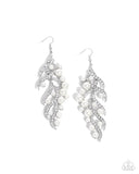 Flourishing Fancy - White Earrings - Paparazzi Accessories Earrings Bedazzle Me Pretty Mobile Fashion Boutique