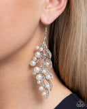 Flourishing Fancy - White Earrings - Paparazzi Accessories Earrings Bedazzle Me Pretty Mobile Fashion Boutique