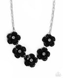 Flower Chain - Black Necklace - Paparazzi Accessories Necklace Bedazzle Me Pretty Mobile Fashion Boutique