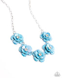 Flower Chain - Blue Necklace - Paparazzi Accessories Necklace Bedazzle Me Pretty Mobile Fashion Boutique