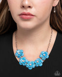 Flower Chain - Blue Necklace - Paparazzi Accessories Necklace Bedazzle Me Pretty Mobile Fashion Boutique