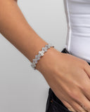 FLOWER Hungry - White Bracelet - Paparazzi Accessories Bracelet Bedazzle Me Pretty Mobile Fashion Boutique
